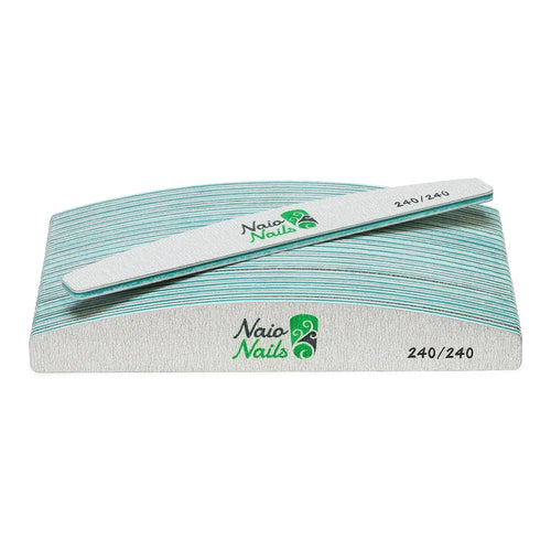 Pak vun 25 - Zebra gro Hallefmound-Nagelfeilen 240/240 Körnung