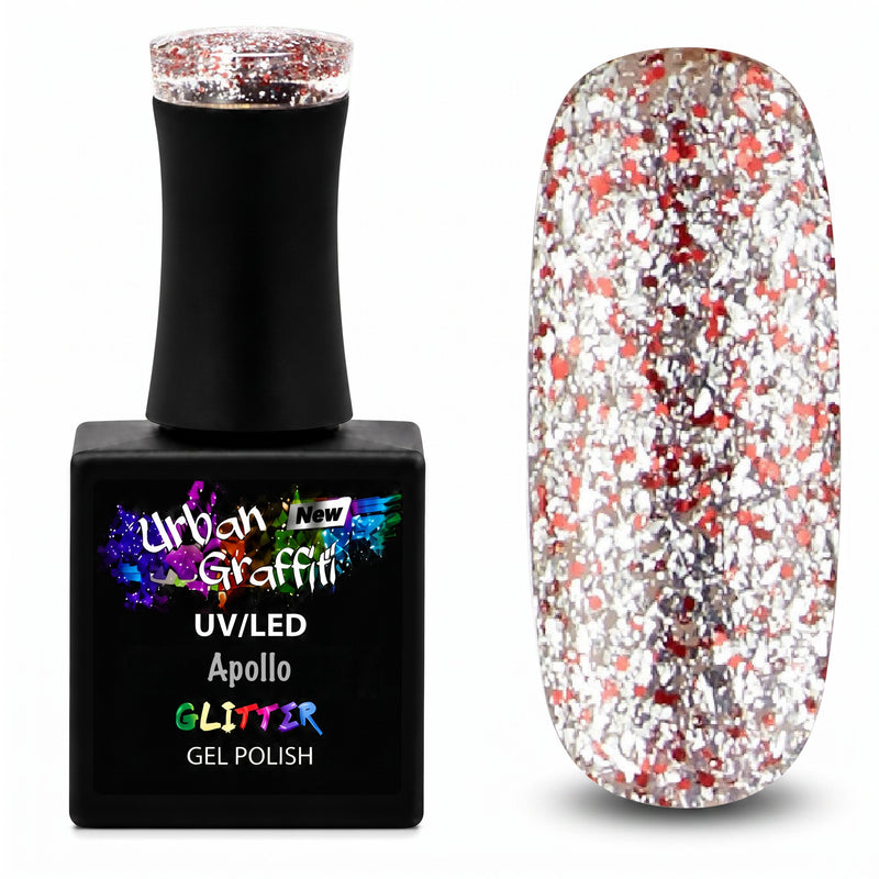 Apollo - UGGP-A0907 Urban Graffiti Rød og Sølv Glitter Gel Neglelak 15ml