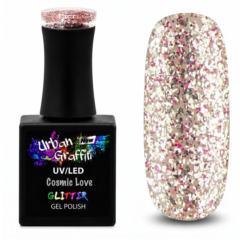 Cosmic Love - UGGP-A0916 Urban Graffiti Altın ve Kırmızı Simli Jel Oje 15ml