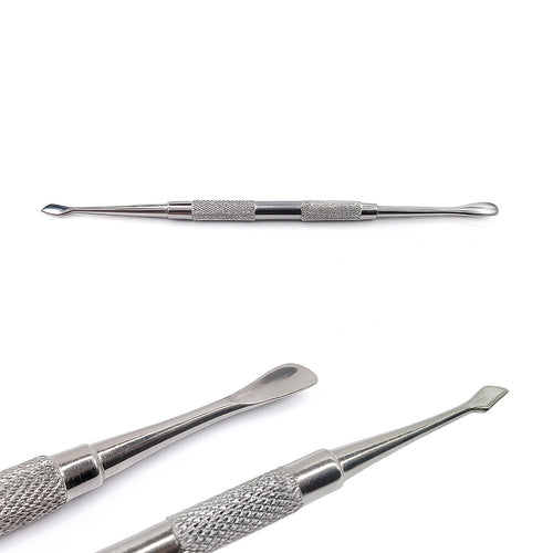 Pequeño empujador de cutículas y cuchillo de acero inoxidable de doble extremo