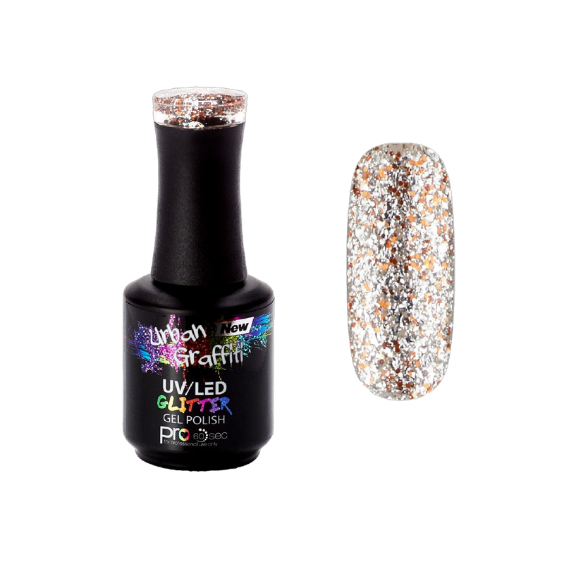 Diamond Ember - UGGP-A0911 Urban Graffiti Silver and Gold Glitter Gel Polish 15ml